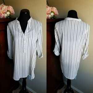 Blue & White Vertical Stripped Tunic Top